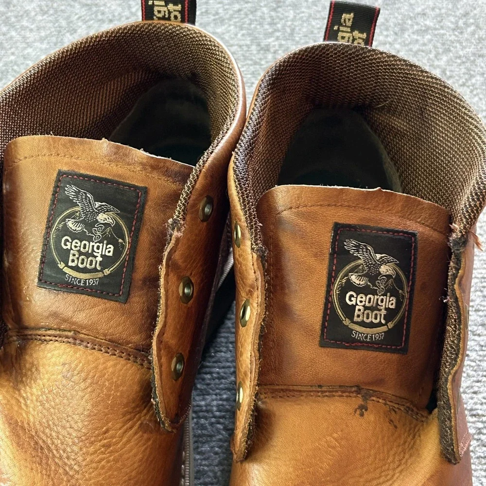 Georgia Boot Boots Mens Size 12M Brown Leather Chukka Wedge Work Slip Resistant